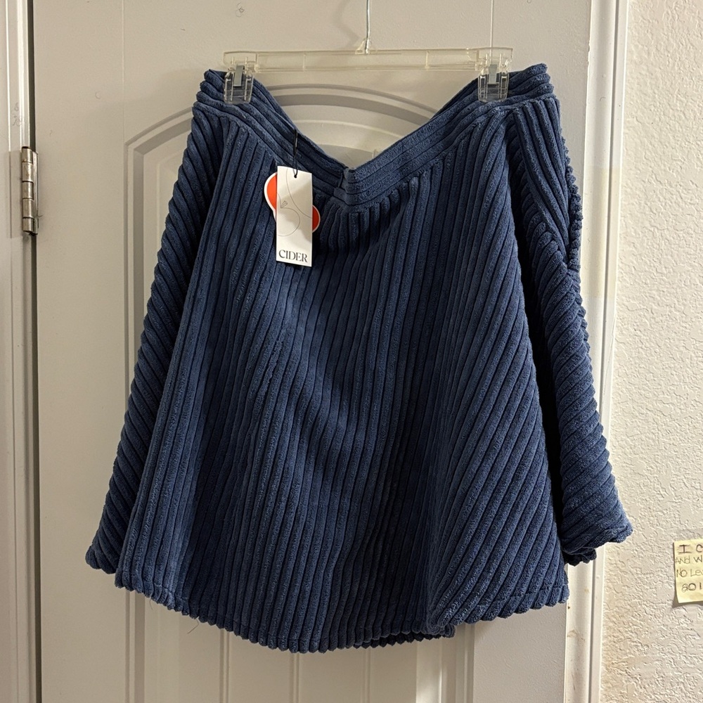 Cider Navy Ribbed A-Line Skirt